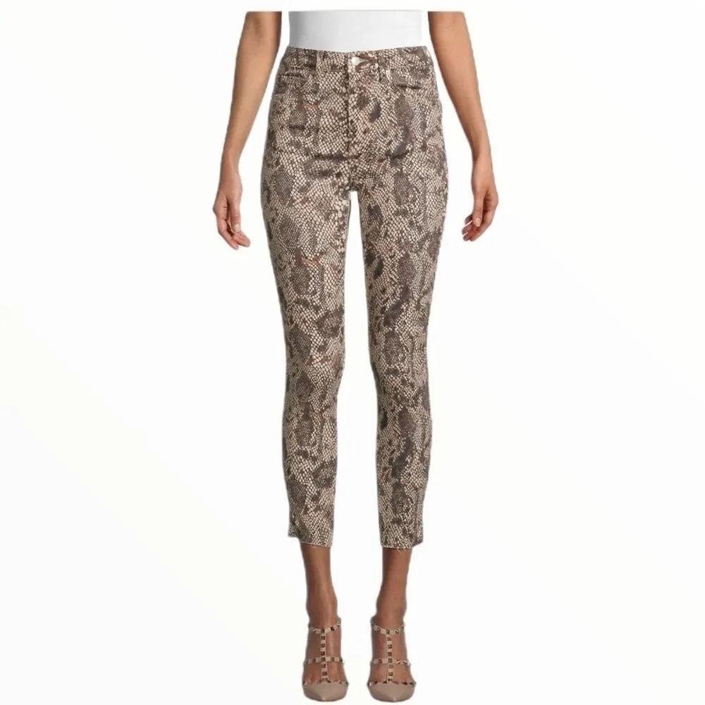 Free people raw high-rise snake print jeggings